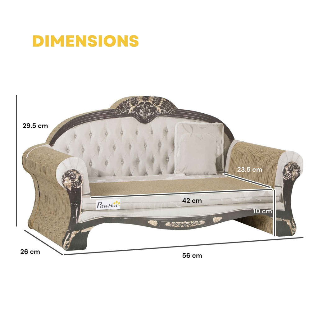 Dimensions for cream cat scratching sofa