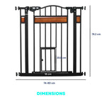 Dimensions for decorative pinewood black dog gate