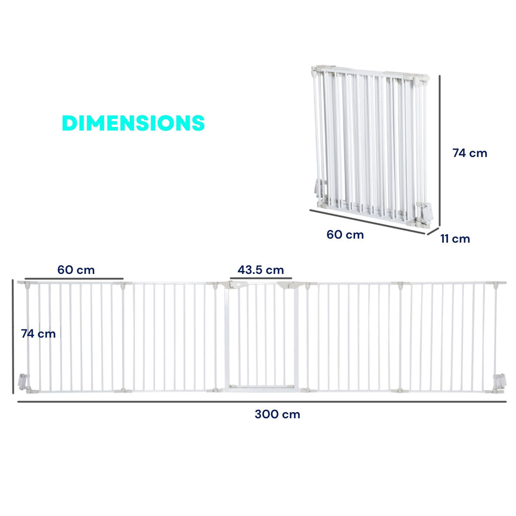 Dimensions for dog pen and pet gate 300cm x 74cm