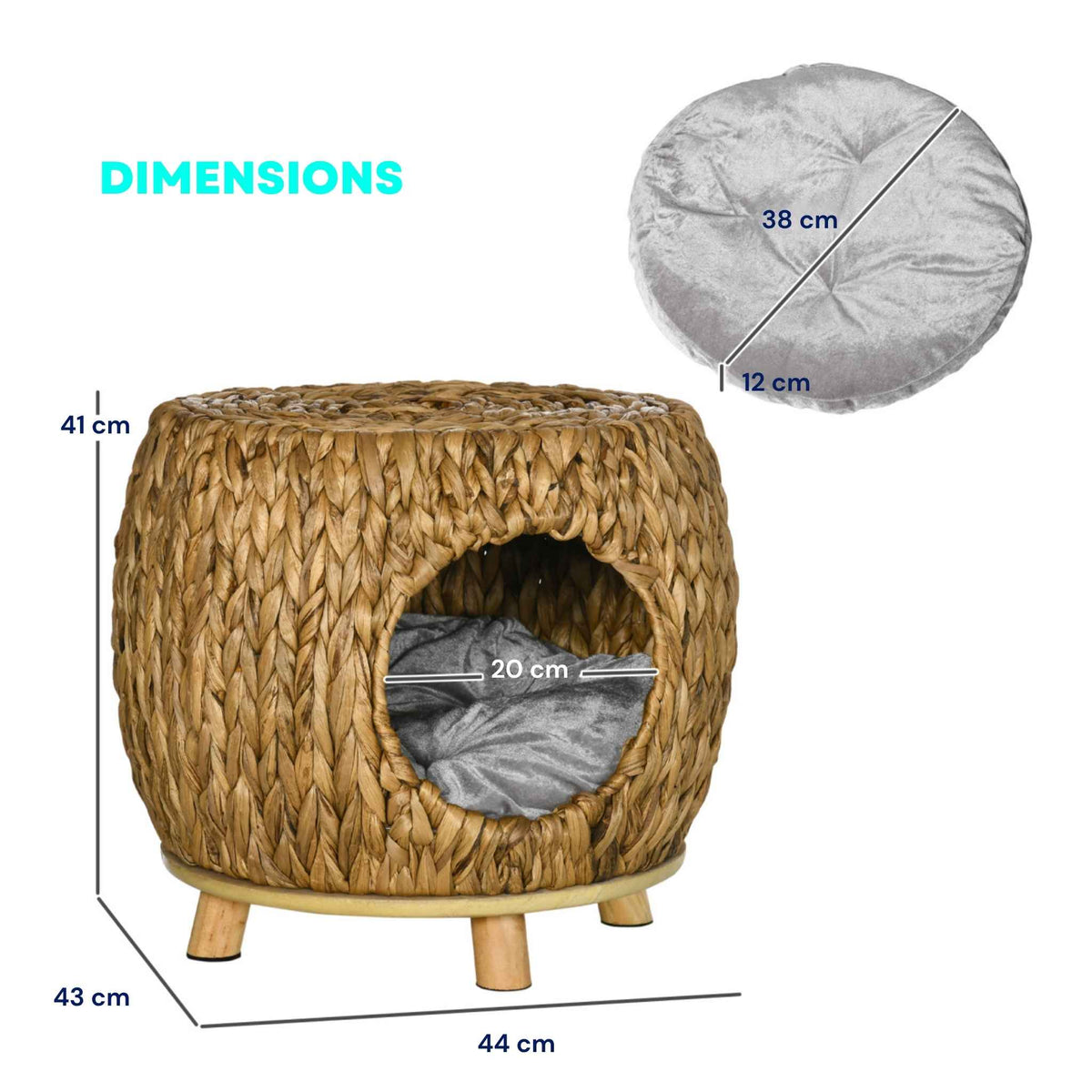 Dimensions for enclosed rattan cat bed