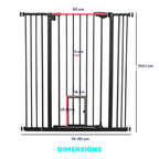 Dimensions for extra tall and wide black metal pet gate