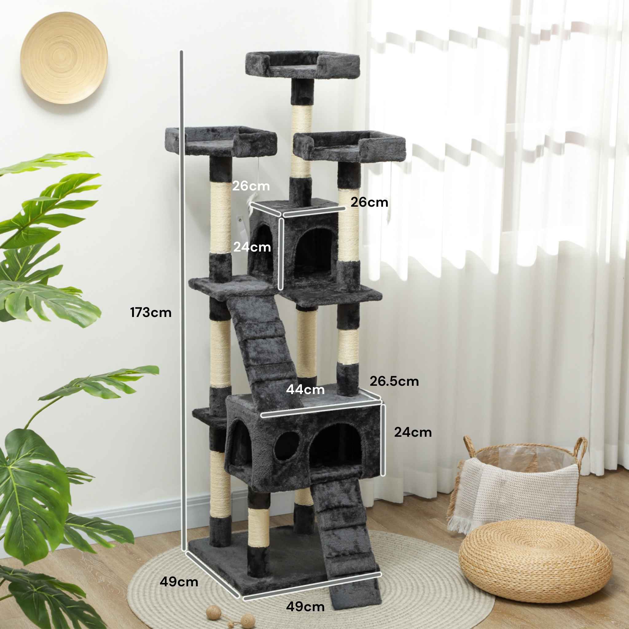 Dimensions for extra tall grey cat scratching post