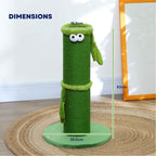 Dimensions for green cat scratching post with comedy eyes