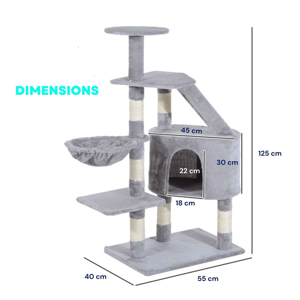 Dimensions for grey 125cm tall cat tree
