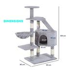 Dimensions for grey 125cm tall cat tree