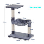 Dimensions for grey cat tree 70cm tall grey plush fabric