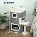 Dimensions for grey cat tree house