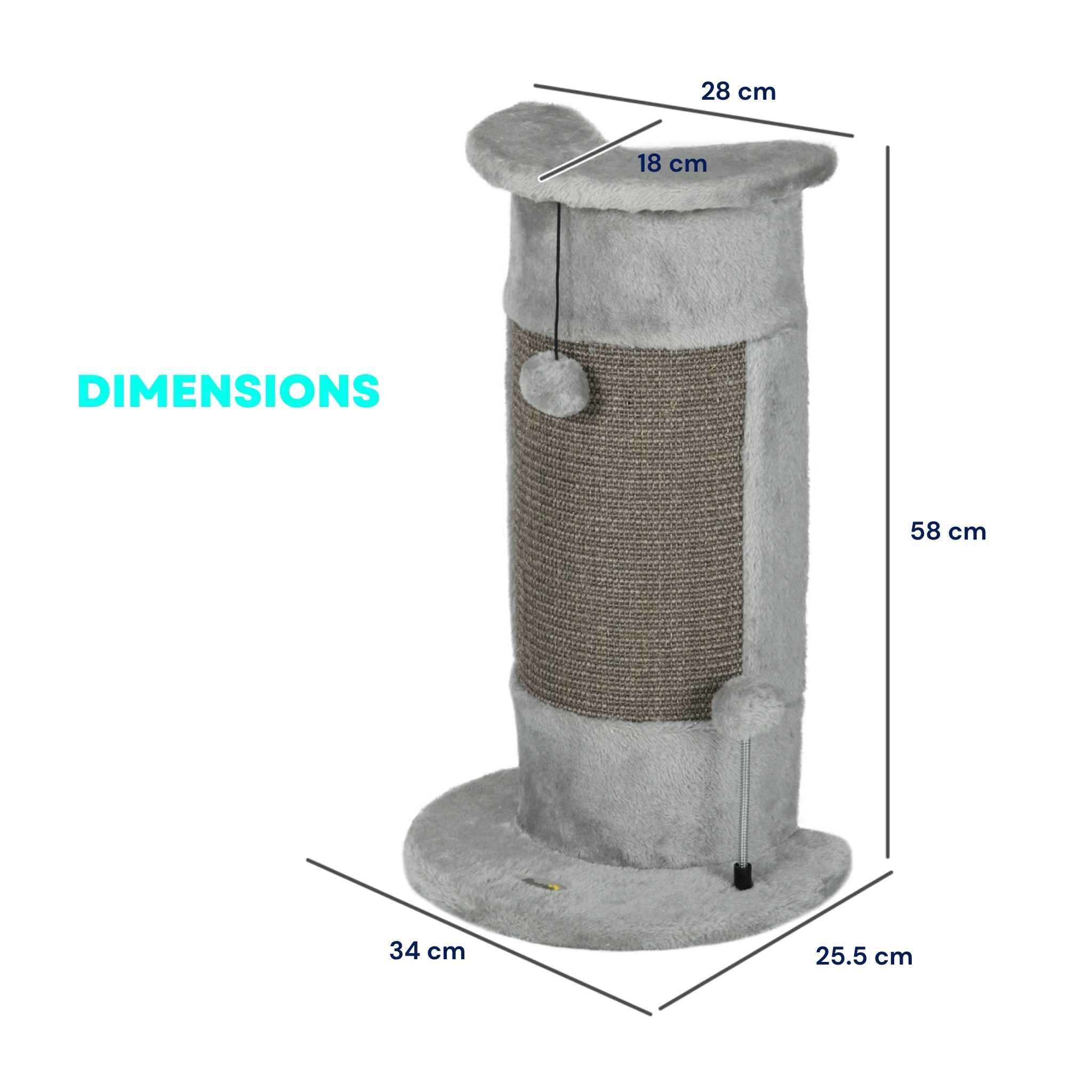 Dimensions for grey corner cat scratcher