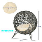 Dimensions for grey raised wicker cat bed