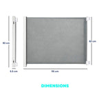 Dimensions for grey retractable mesh dog barrier