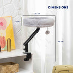 Dimensions for grey rotatable cat desk bed