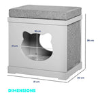 Dimensions for grey wooden cat bed cave