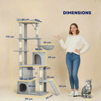 Dimensions for large grey fabric cat tree 170cm tall