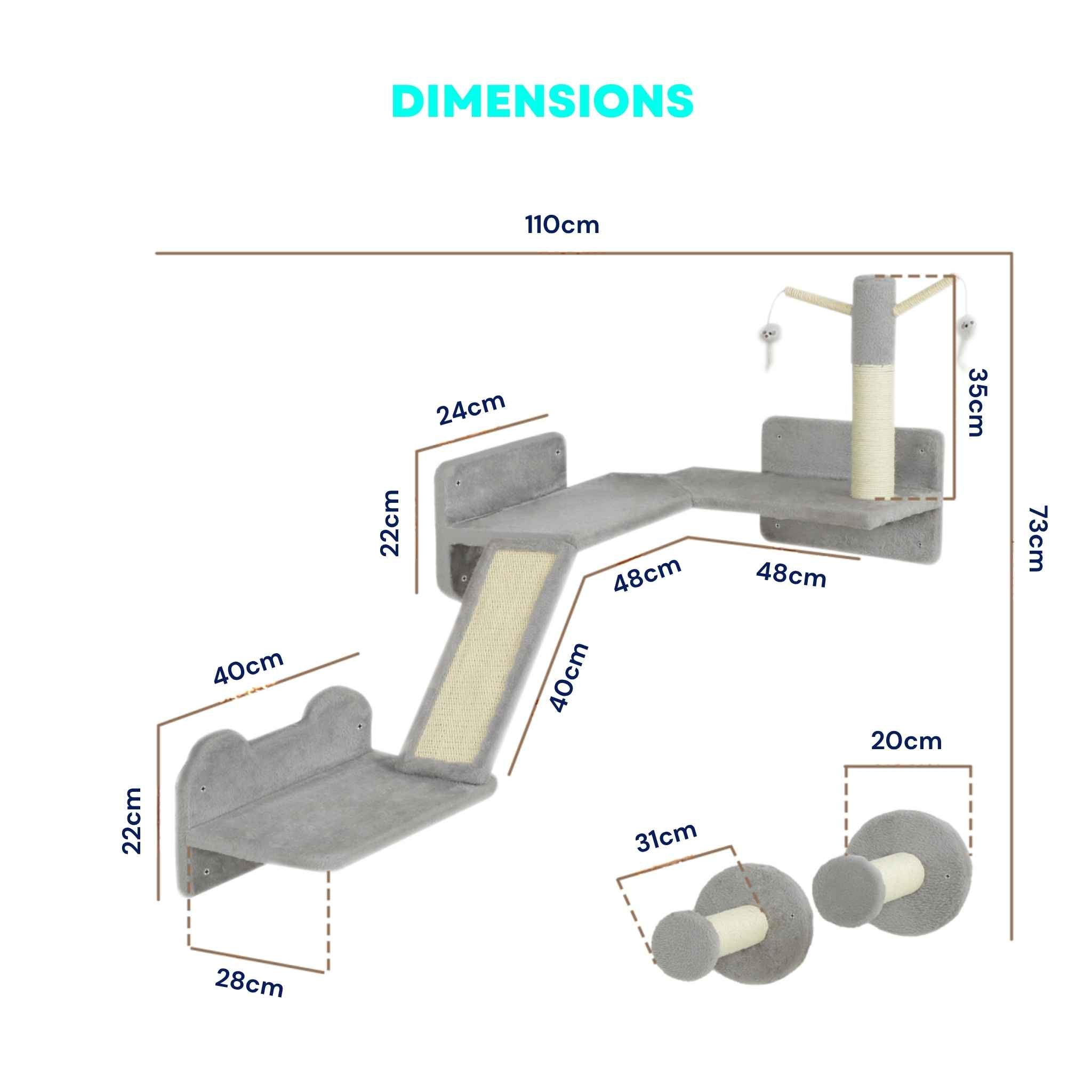 Dimensions for light grey wall mounted cat scratcher