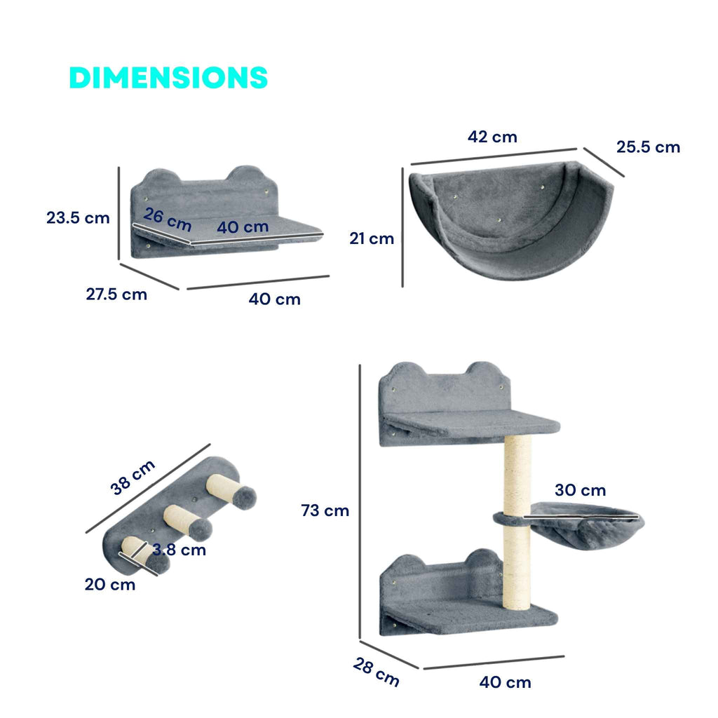 Dimensions for light grey wall mounted cat scratcher