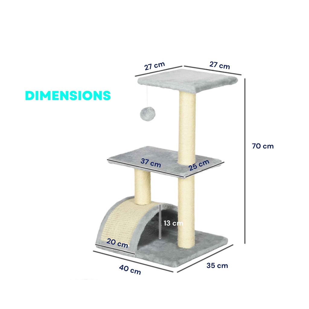 Dimensions for multi-level 72cm tall cat tree