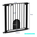 Dimensions for narrow black dog gate with cat door