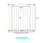Dimensions for narrow white pet gate 74-80cm x 78cm