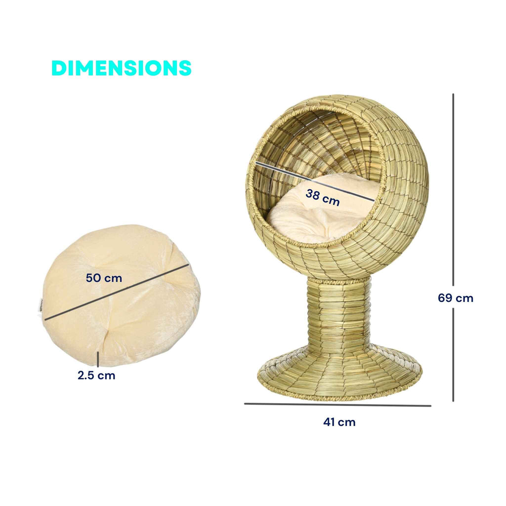 Dimensions for natural mat grass raised cat bed