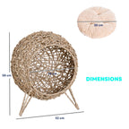 Dimensions for raised beige wicker cat bed