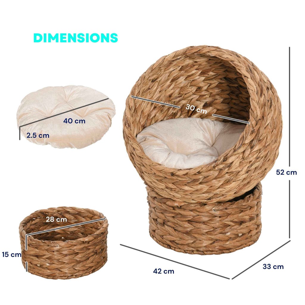 Dimensions for raised wicker cat bed