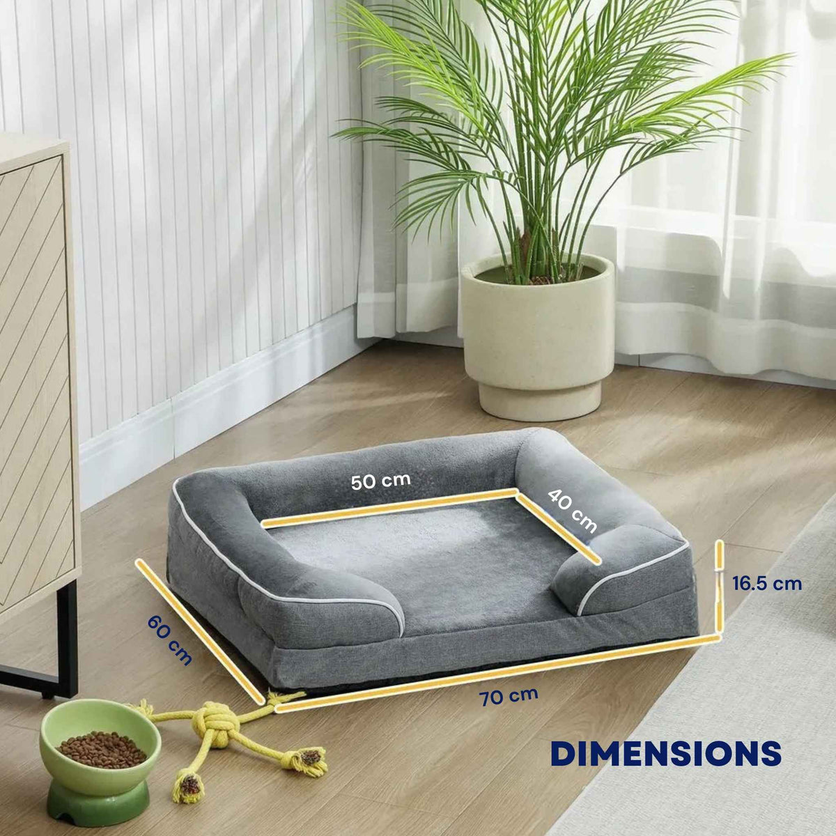 Dimensions for rectangle grey cat bed