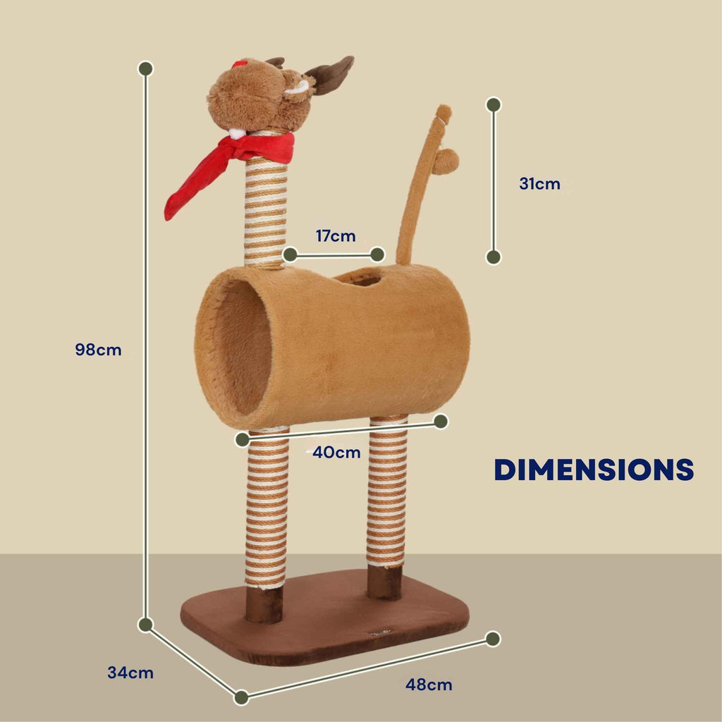 Dimensions for Reindeer Christmas themed cat tree