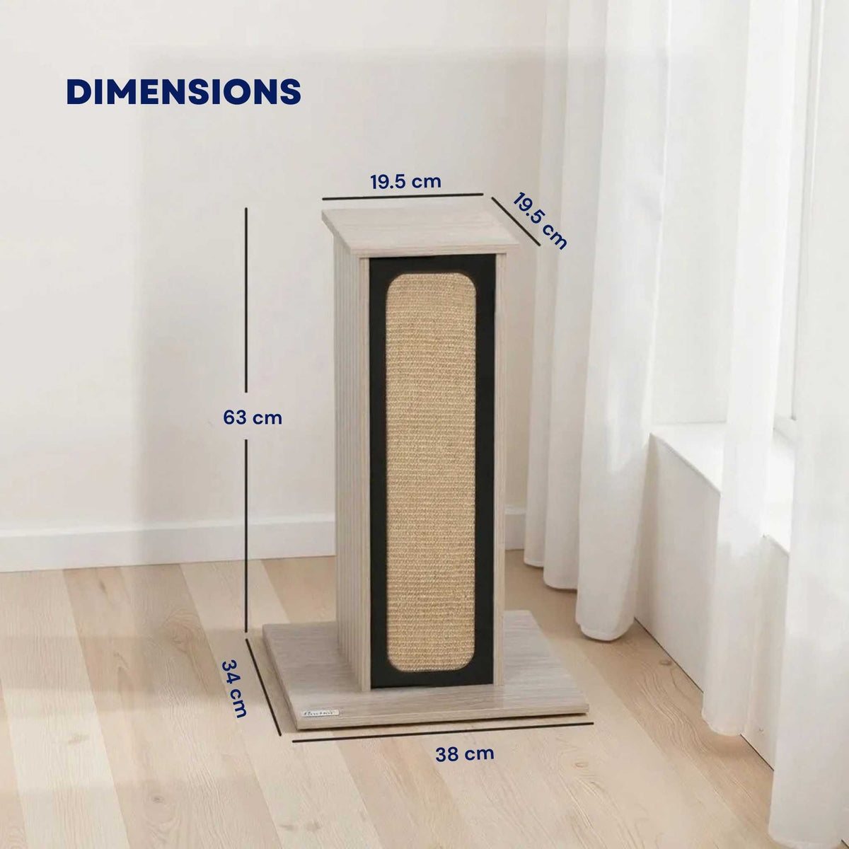 Dimensions for scratching post with replaceable scratching boards