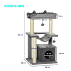 Dimensions for small 90cm tall grey cat tree