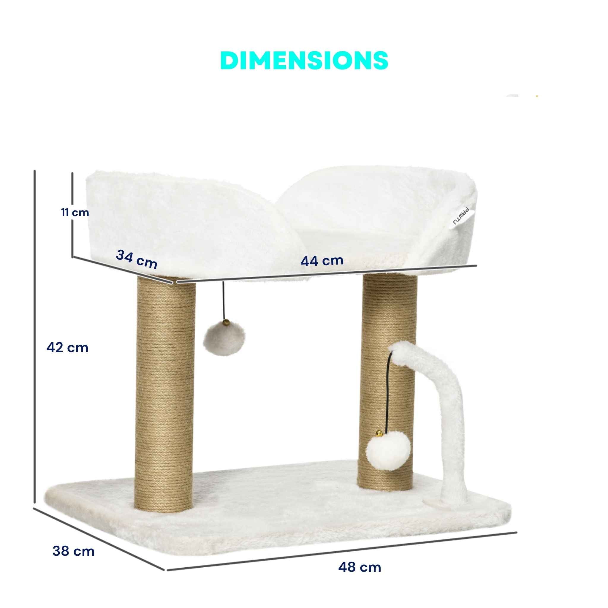 Dimensions for Small cat tree 42cm tall jute rope