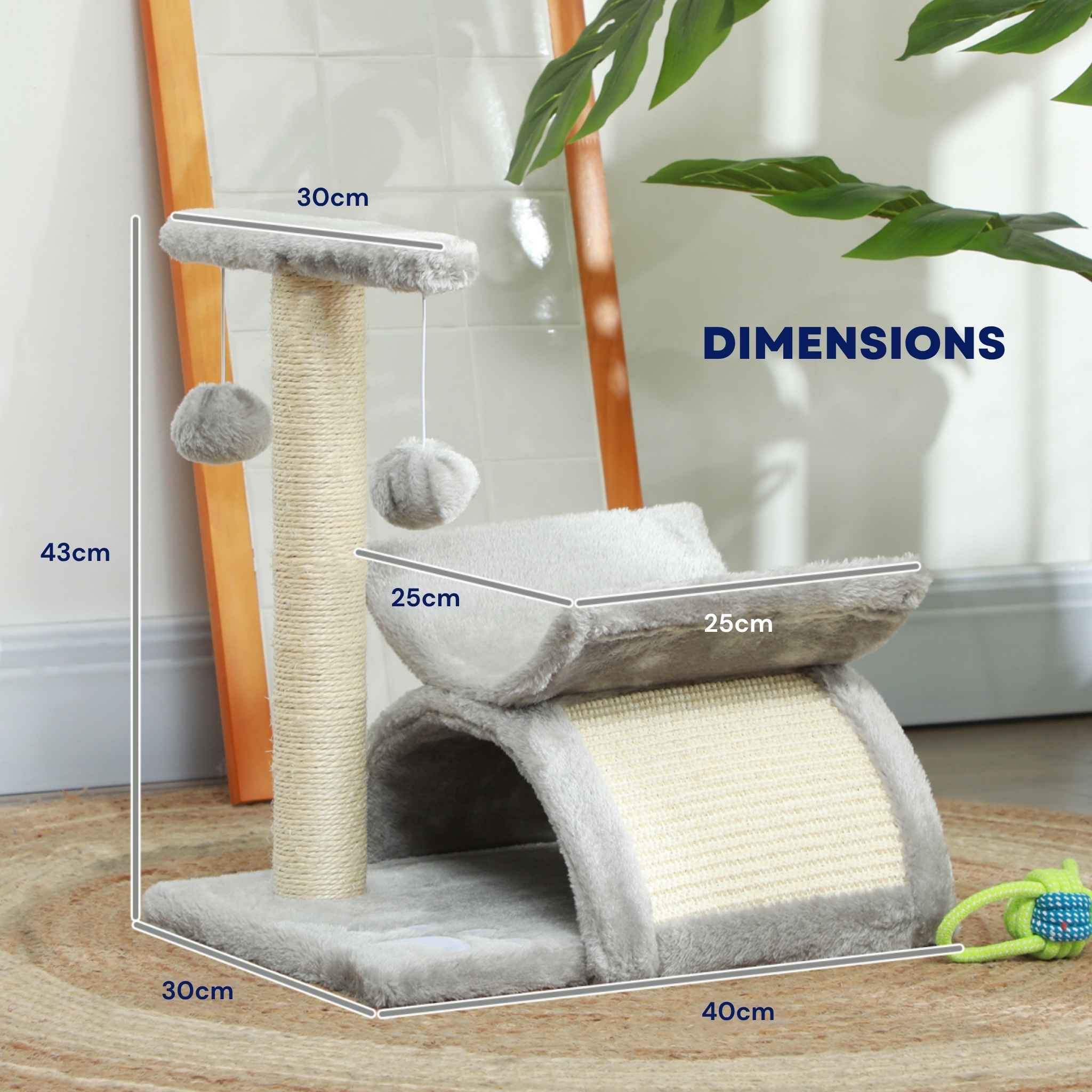 Dimensions for small grey kitten tree