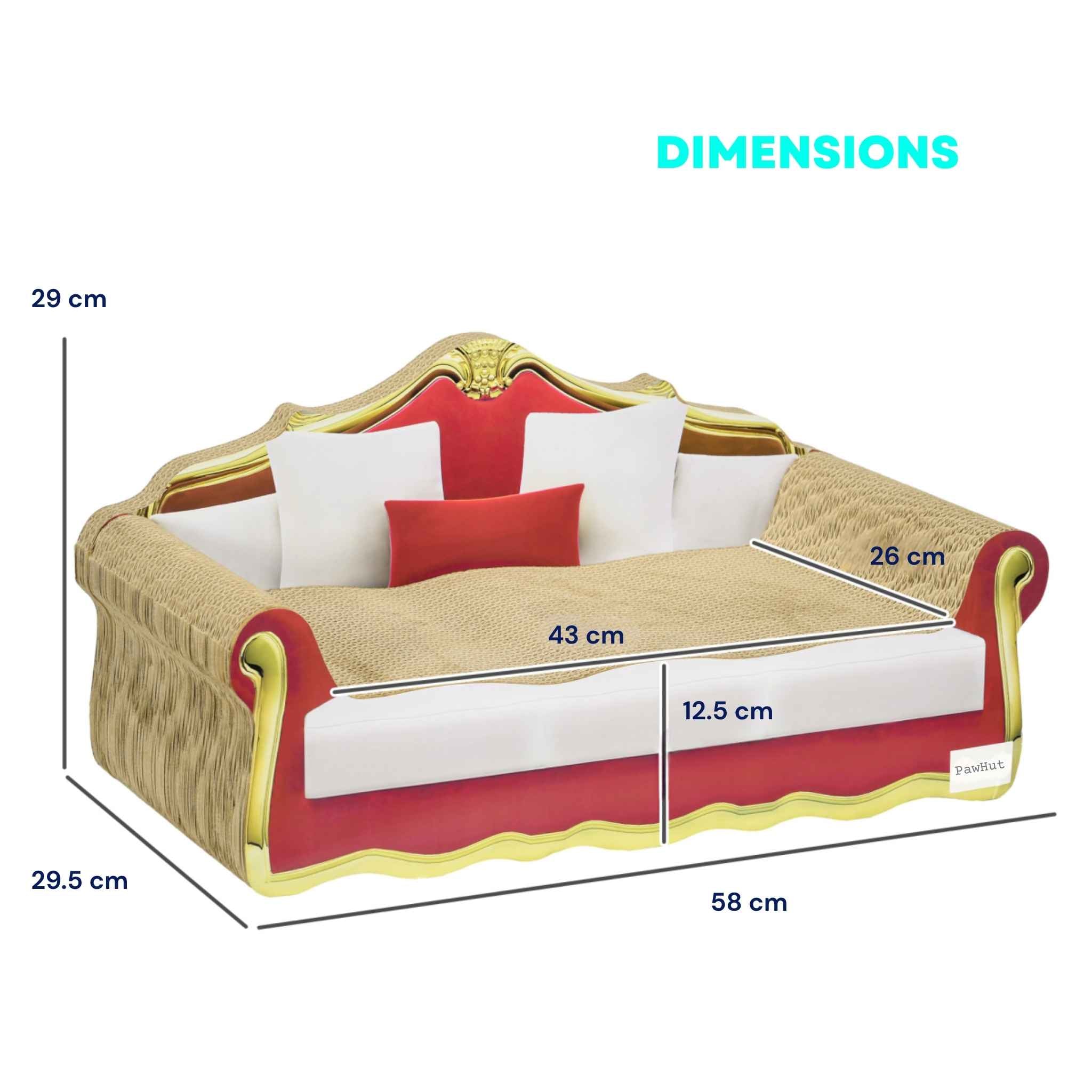 Dimensions for sofa style cardboard cat scratcher