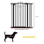 Dimensions for tall black 74–87cm x 94cm dog gate