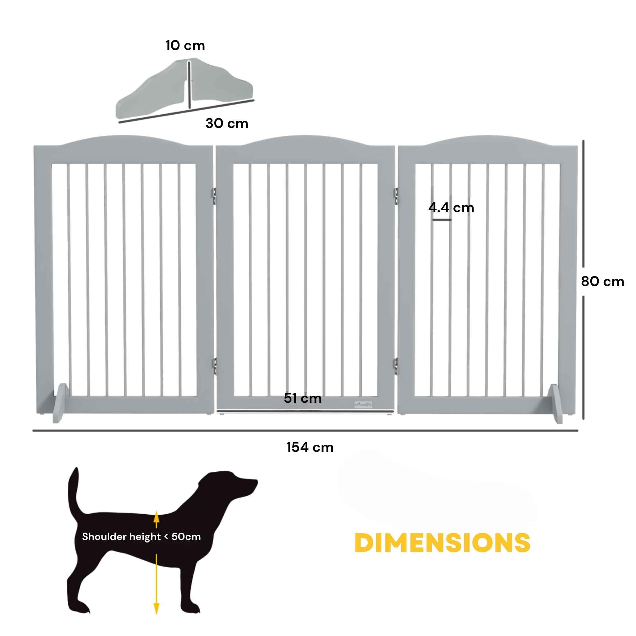 Dimensions for tall freestanding 154cm x 80cm pet gate