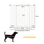 Dimensions for tall wide 74–100cm x 94cm white pet gate