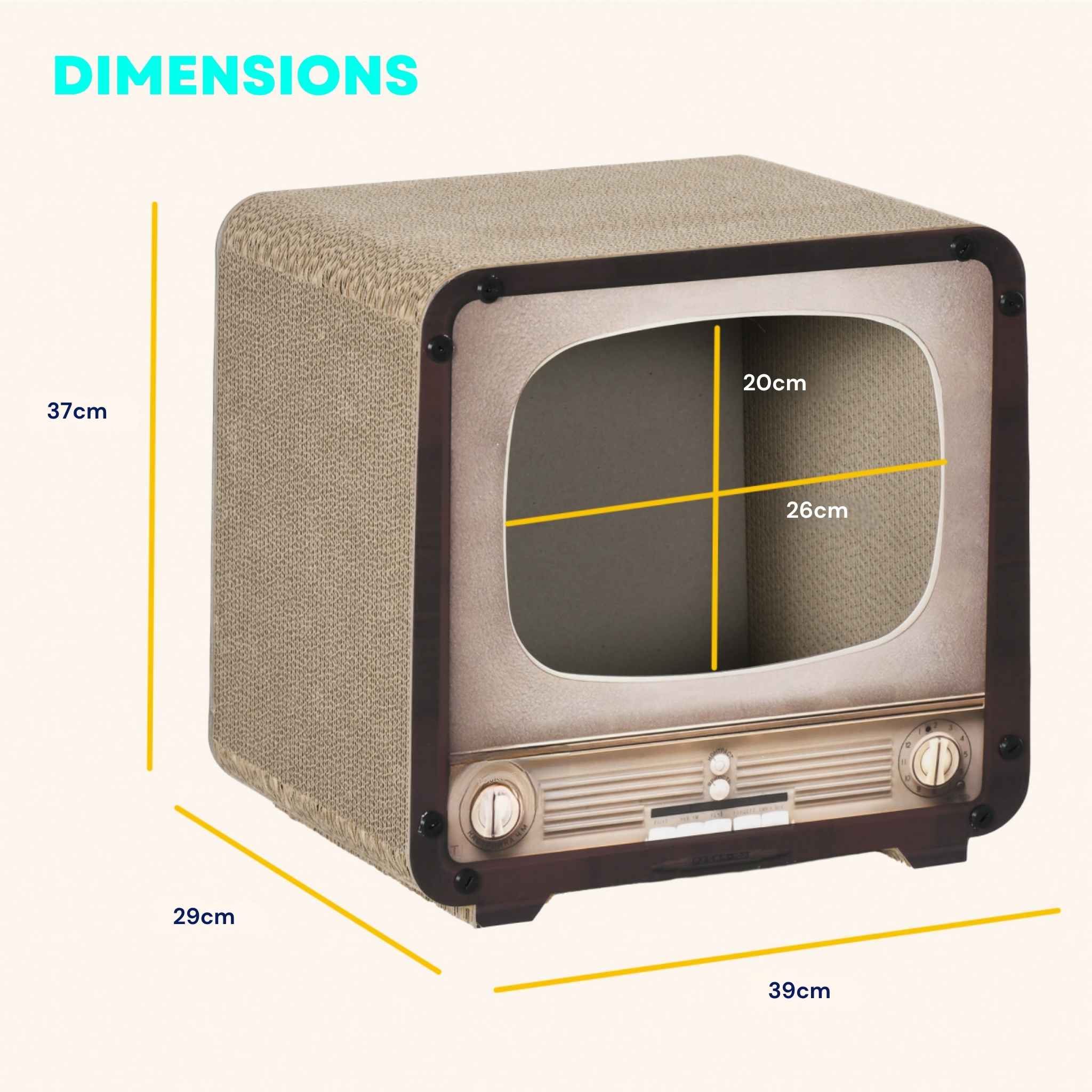 Dimensions for TV design cat scratcher