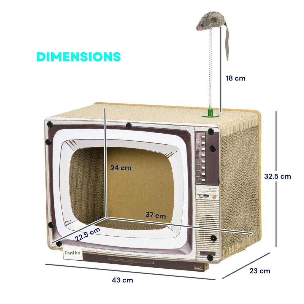 Dimensions for TV shaped corrugated cardboard cat scratcher