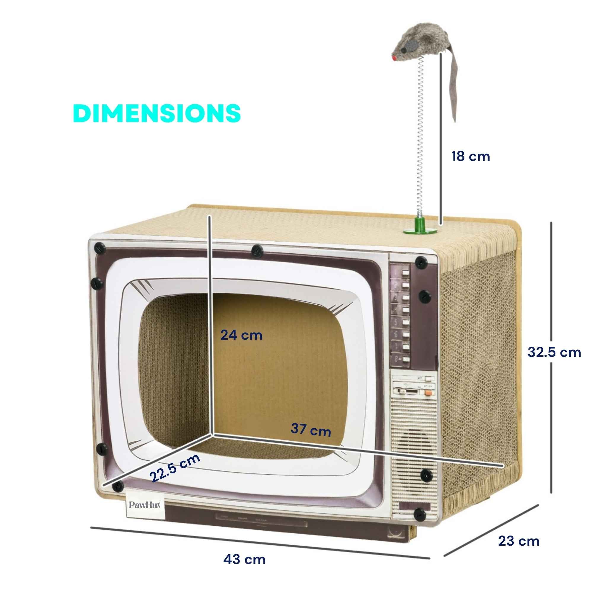 Dimensions for TV shaped corrugated cardboard cat scratcher