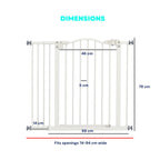 Dimensions for white adjustable pet gate 74-94cm wide