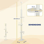 Dimensions for white fabric floor to ceiling cat tree