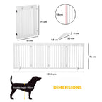 Dimensions for wide 204cm x 75cm freestanding pet gate