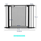 Dimensions for wide black metal pet gate with mesh door