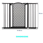 Dimensions for wide decorative black dog gate