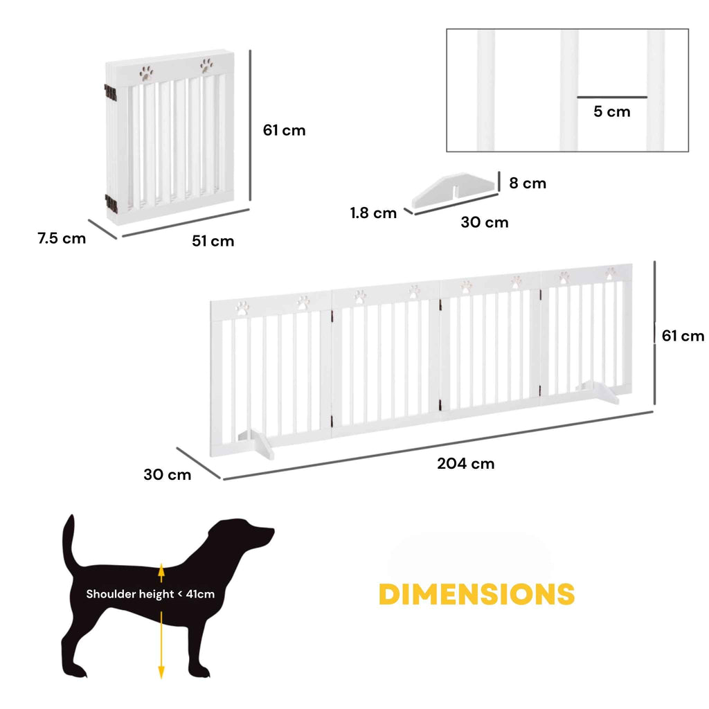 Dimensions for wide freestanding 204cm x 61cm dog gate