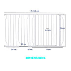 Dimensions for wide white dog gate 75-145cm x 76cm