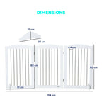 Dimensions for wide white freestanding wooden pet gate
