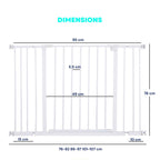 Dimensions for wide white pet gate 76-107cm x 76cm