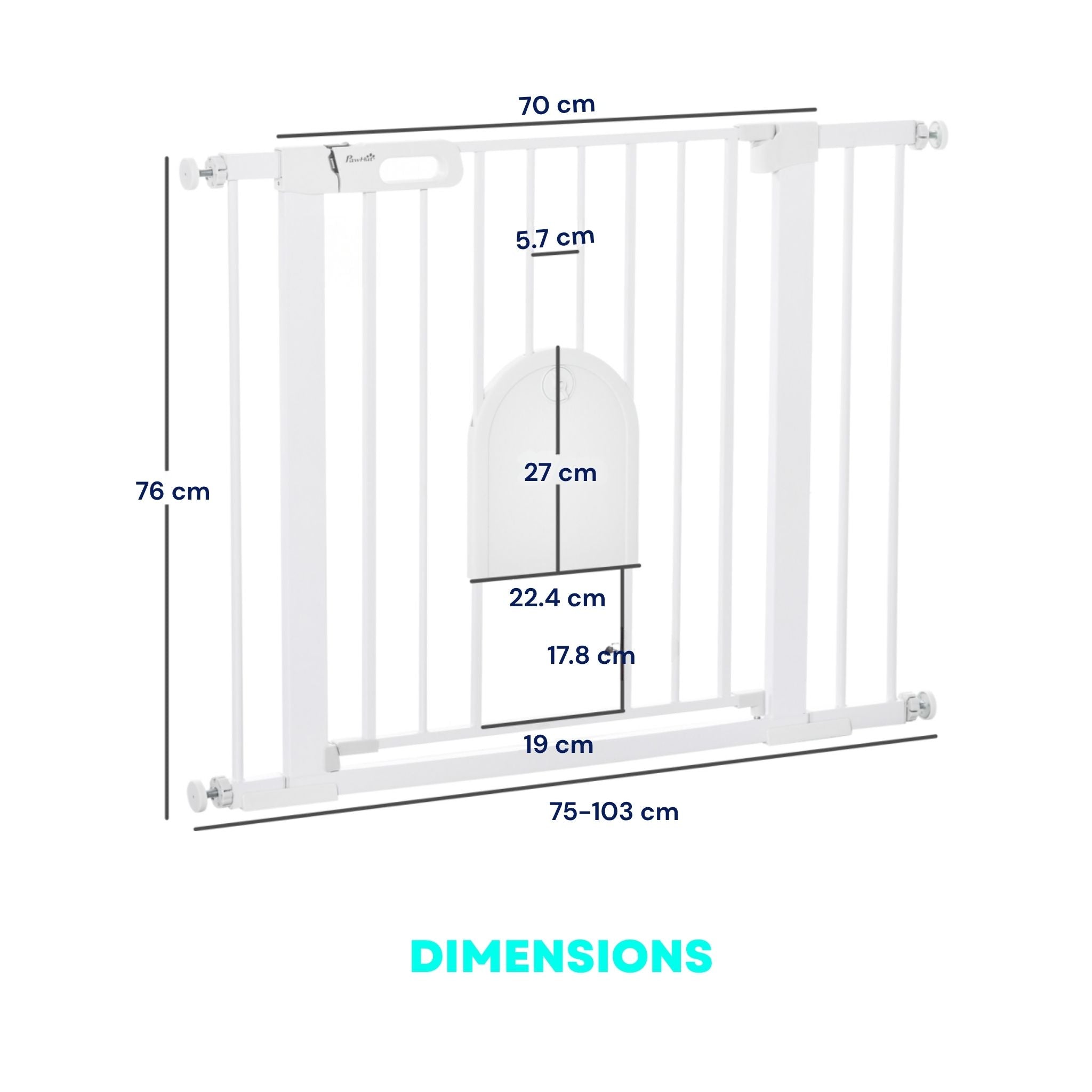Dimensions for wide pet gate with cat door