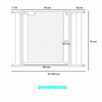 Dimensions for wide white pet gate with metal mesh door