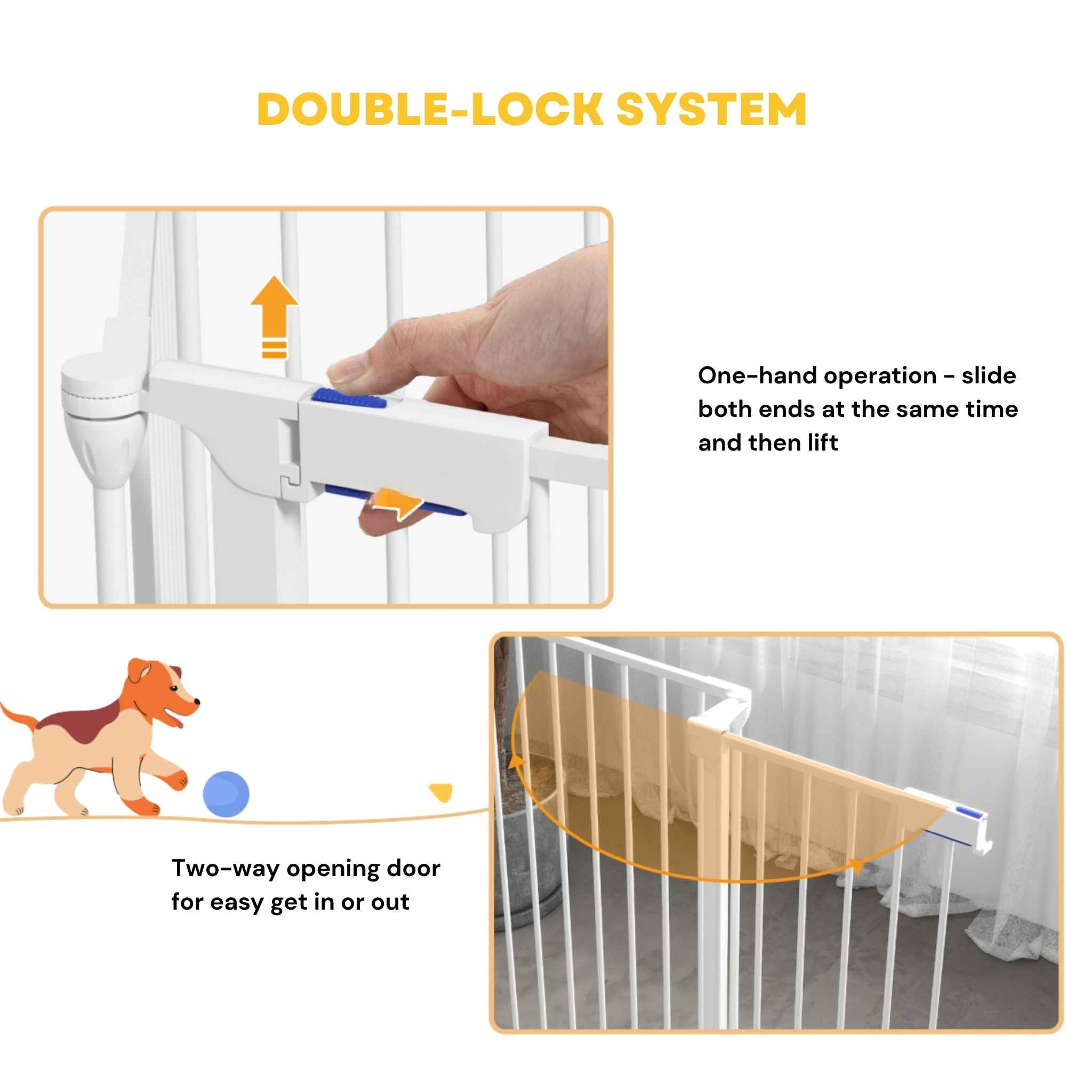 Dog pen double lock system